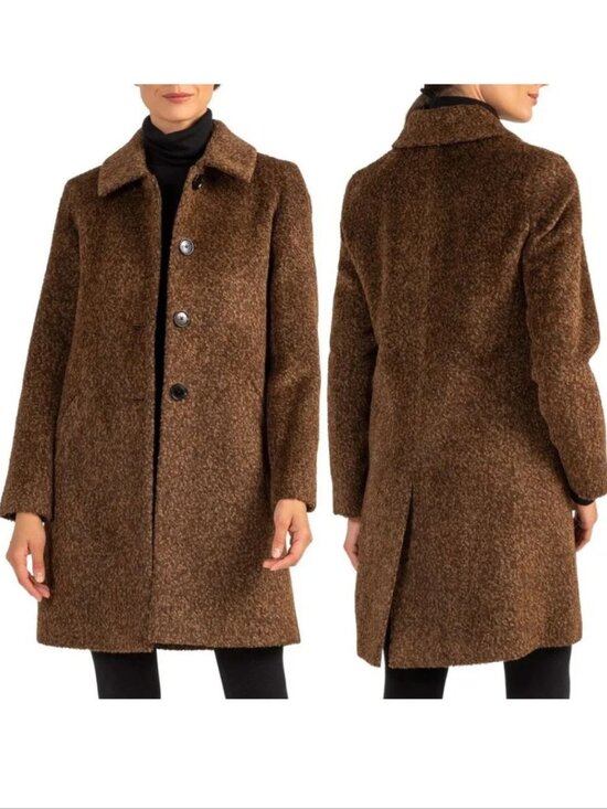 SOFIA CASHMERE Jackets & Blazers - SOFIA CASHMERE Wool & Suri Alpaca Blend Car COAT Size 12 L Brown NEW $1195